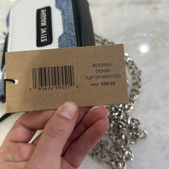 STEVE MADDEN BDORAA DENIM FLAT TOP HANDLE BAG - Picture 5 of 9